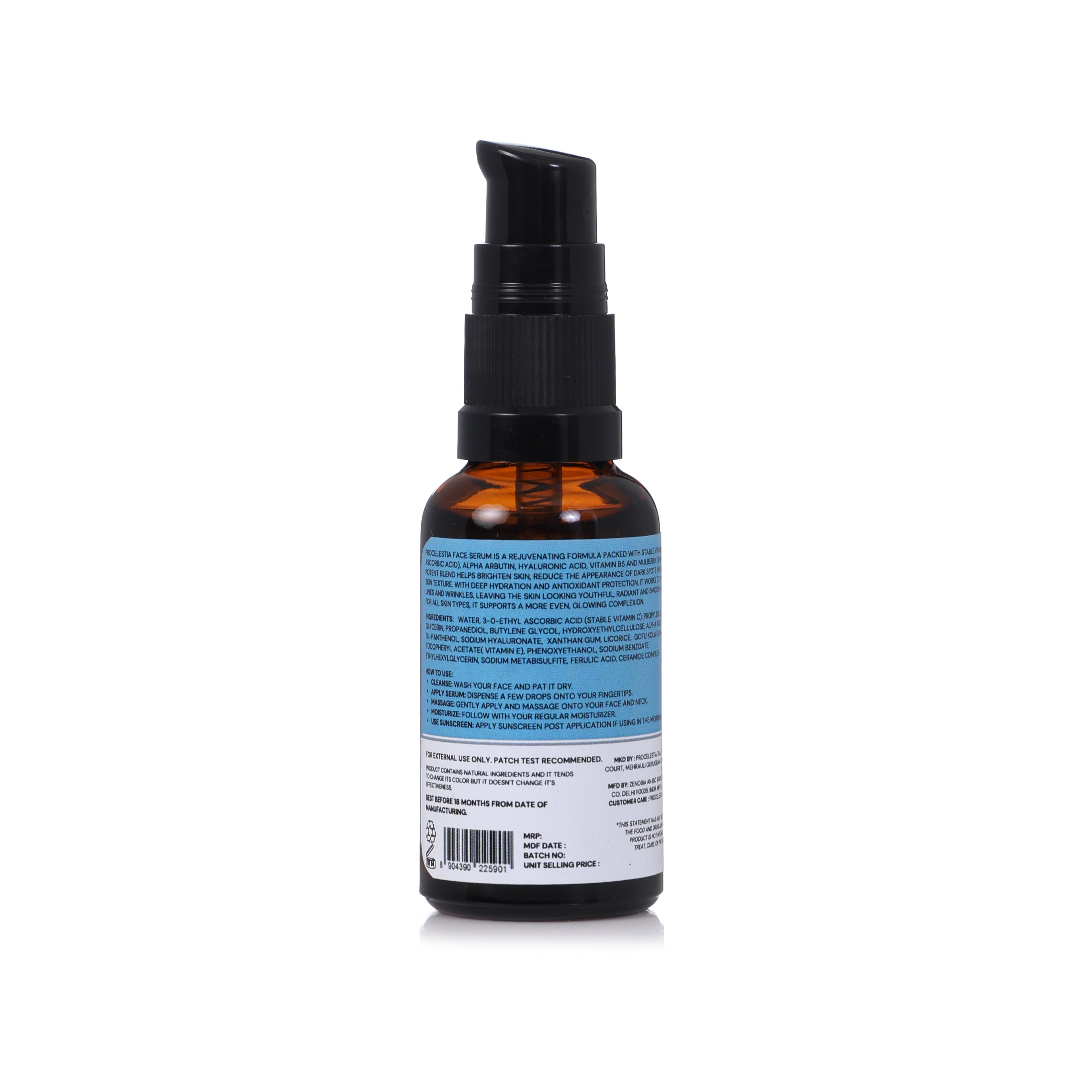 Procelestia Radiant Glow Brightening Serum | 30ml | With Niacinamide, Ethyl Ascorbic Acid & Hyaluronic Acid | Fades Dark Spots & Dullness | Gentle on Skin | Dermatologist Recommended