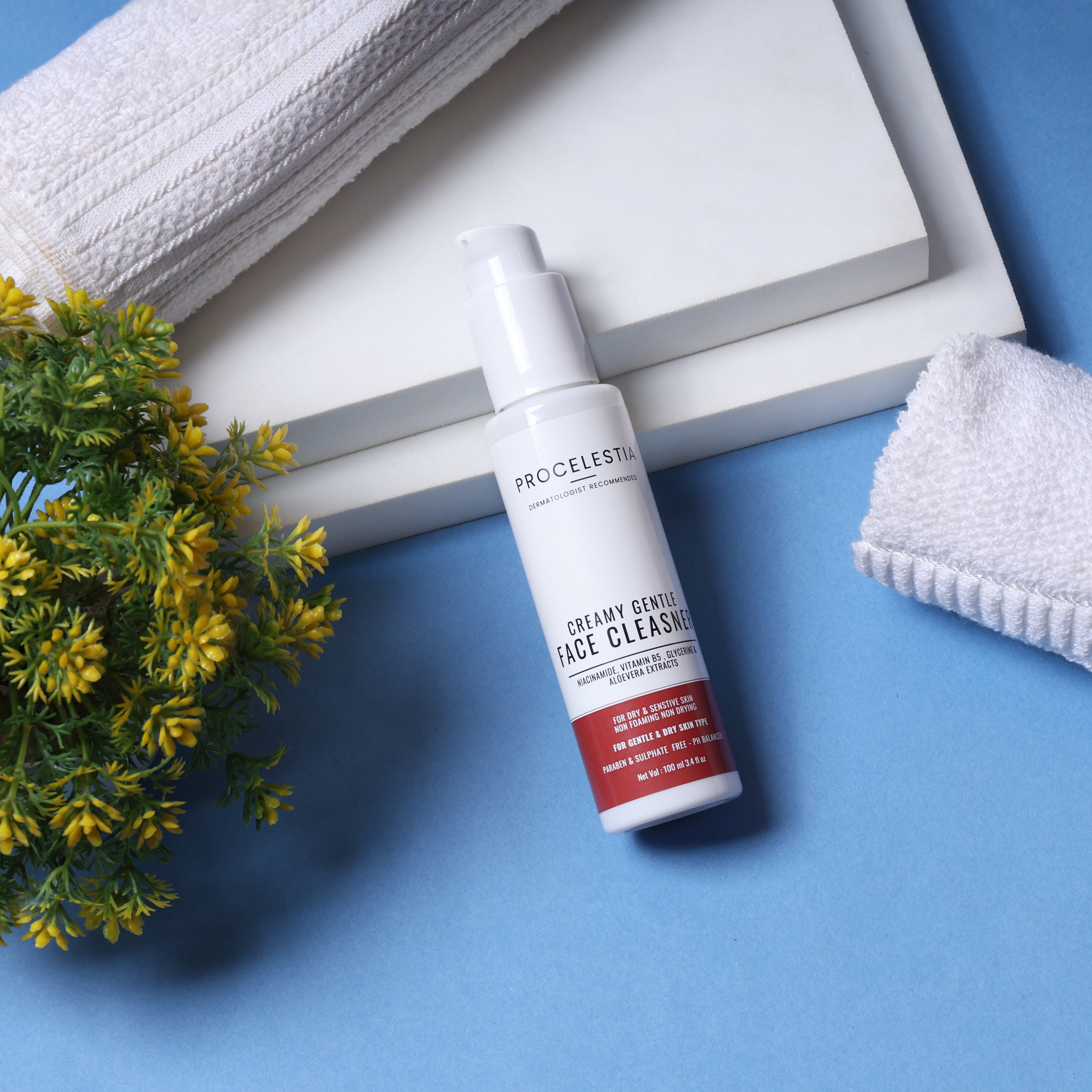 Procelestia Sulphate & Paraben-Free Gentle Face Wash Cleanser with Niacinamide & Vitamin B5 | Hydrates & Soothes Dry to Normal, Sensitive Skin |100 ml