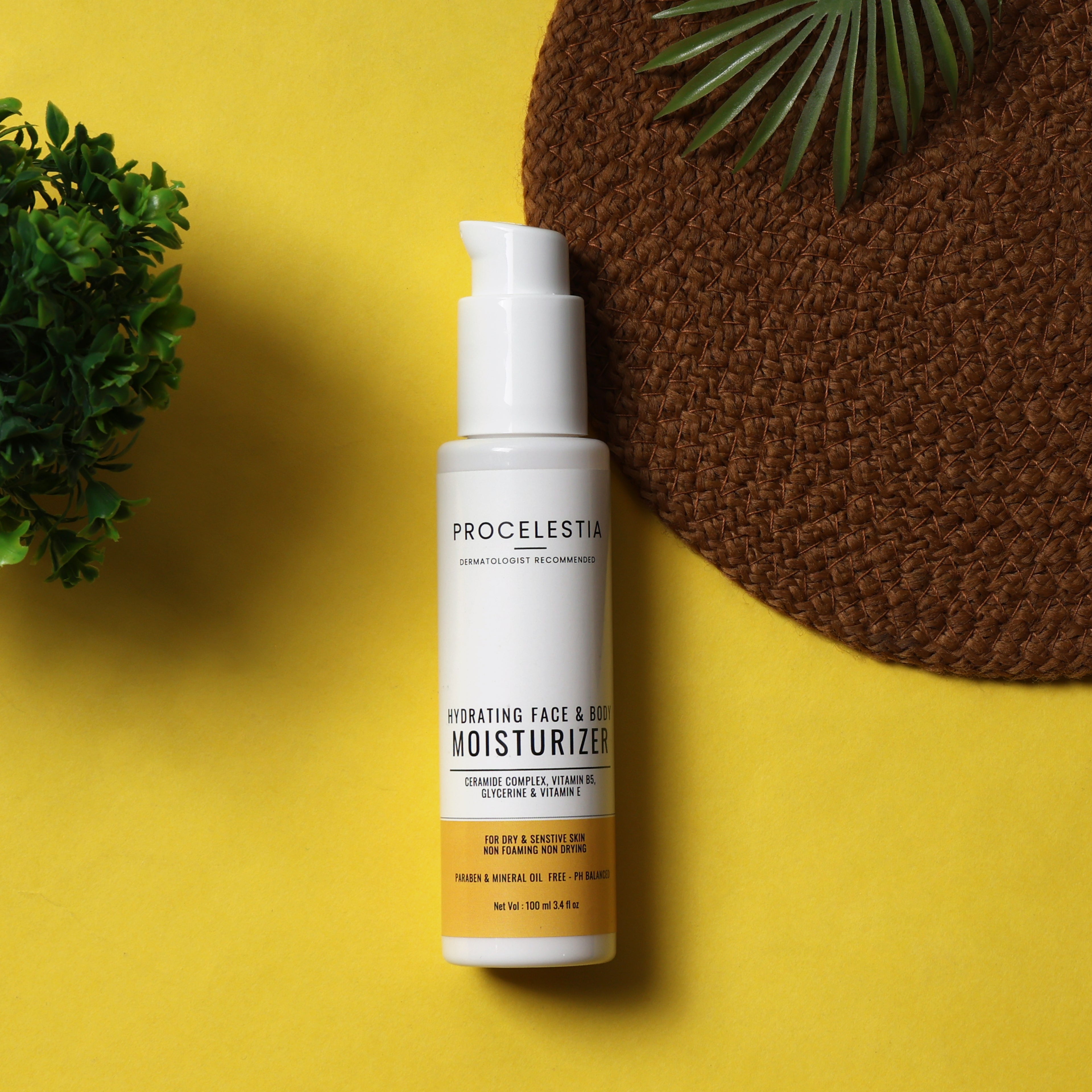 Procelestia Moisturizing Lotion for Dry to Normal, Sensitive Skin | 100 ml | Enriched with Avocado Oil, Vitamin E & B5 | Non-Greasy, Deep Hydration Formula | Dermatologist Recommended | Paraben & Sulphate Free